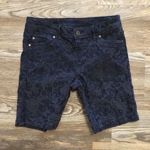 Simply Vera Vera Wang Blue Floral Brocade Print Mid Rise Bermuda Shorts 2